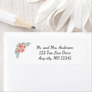 Elegant Pink Green Floral Return Address