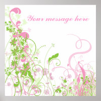 Elegant Pink & Green Florals & Swirls