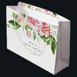 Elegant Pink Green Peony Floral Bridal Shower Large Gift Bag<br><div class="desc">If you need any further customisation please feel free to message me on yellowfebstudio@gmail.com.</div>