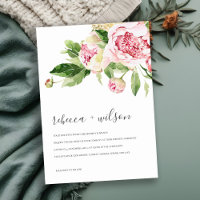 ELEGANT PINK GREEN PEONY FLORAL WATERCOLOR WEDDING