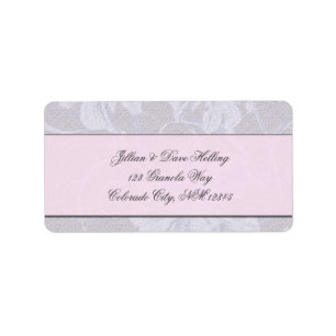 Elegant pink, grey and cream damask pattern label