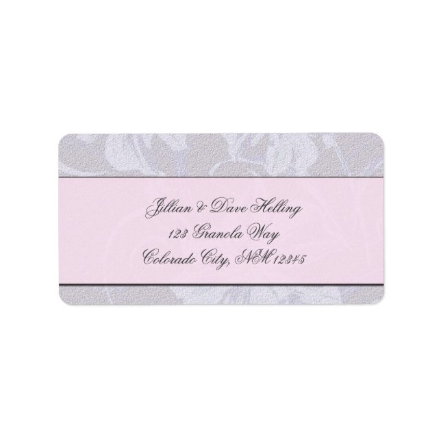 Elegant pink, grey and cream damask pattern label (Front)