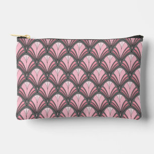 Elegant Pink Grey Art Deco Vintage Pattern Accessory Pouch