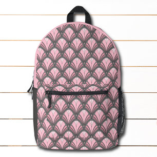 Elegant Pink Grey Art Deco Vintage Pattern Printed Backpack