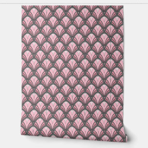 Elegant Pink Grey Art Deco Vintage Pattern Wallpaper
