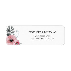 Elegant Pink & Grey Floral Return Address