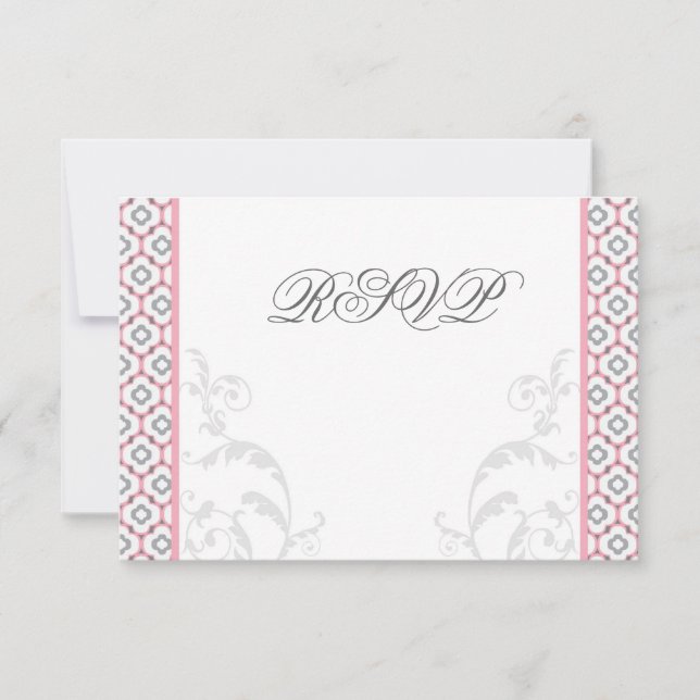 Elegant Pink & Grey Garden Wedding Invitations (Front)