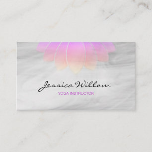 Elegant Pink Grey Lotus Yoga Instructor Business Card