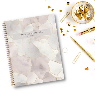 Elegant Pink & Grey Marble Luxury Notary Public Notebook