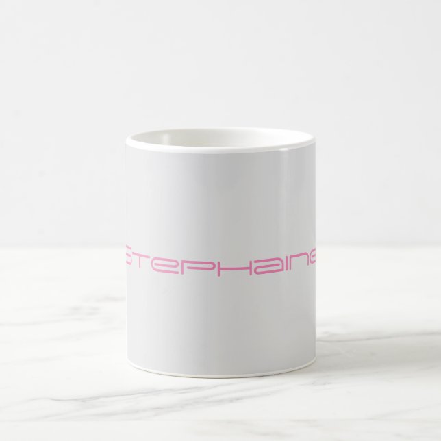 Elegant Pink Grey Your Name Replacement Coffee Mug (Center)