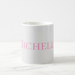 Elegant Pink Grey Your Name Replacement Coffee Mug