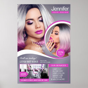 Elegant Pink Hair Salon, Beauty Salon - Poster