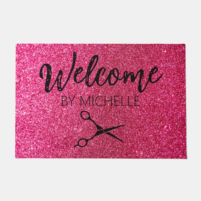 Elegant  Pink Hairstylist Salon Name      Doormat (Front)
