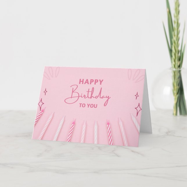 Elegant Pink Happy Birthday Card (Front)