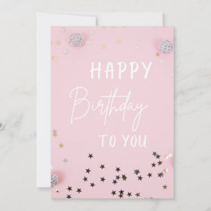 Elegant Pink Happy Birthday Card