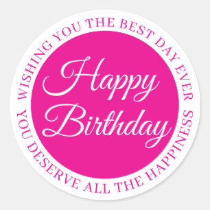 Elegant Pink “Happy Birthday” Sticker
