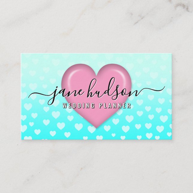 Elegant Pink Heart and Speckles Design Business Card (Front)