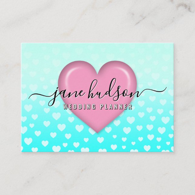 Elegant Pink Heart and Speckles Design Business Card (Front)