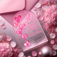 Elegant Pink Heart Balloons 30th Birthday Party