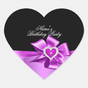 Elegant Pink Heart Birthday Party Any Age Sticker