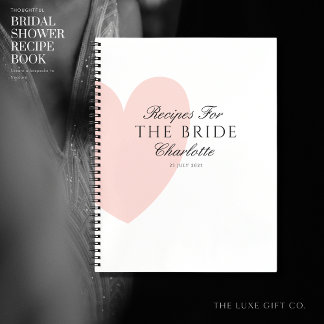 Elegant Pink Heart Bridal Shower Gift Recipe Book