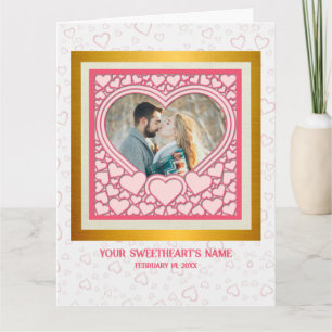 Elegant Pink Heart Happy Valentine's Day Stylish Card