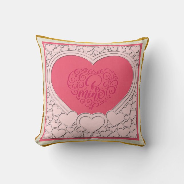 Elegant Pink Heart Happy Valentine's Day Stylish Cushion (Front)