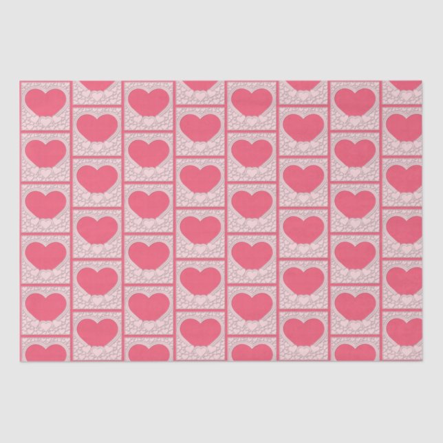 Elegant Pink Heart Happy Valentine's Day Stylish Tissue Paper (Front)