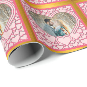 Elegant Pink Heart Happy Valentine's Day Stylish Wrapping Paper