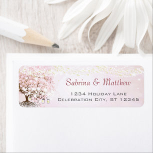 Elegant Pink Heart Leaf Tree Return Address