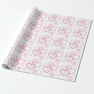 Elegant Pink Heart Shapes Pattern Valentine's Day Wrapping Paper