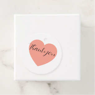 Elegant Pink Heart Thank You Wedding Favour Tag