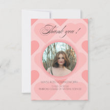 Elegant pink hearts graduation thank you 