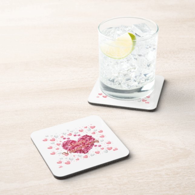 Elegant Pink Hearts Valentine's Day Coaster (Right Side)