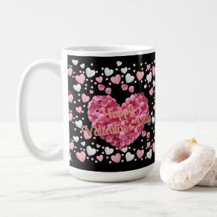 Elegant Pink Hearts Valentine's Day Coffee Mug