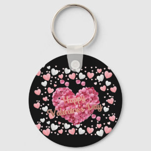 Elegant Pink Hearts Valentine's Day Key Ring