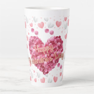 Elegant Pink Hearts Valentine's Day Latte Mug