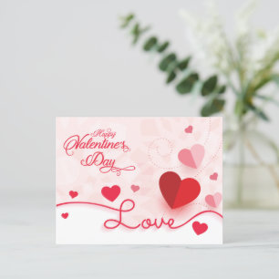 Elegant Pink Hearts Valentine's Day Postcard