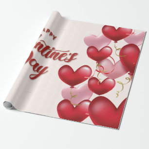 Elegant Pink Hearts Valentine's Day  Wrapping Pape Paper