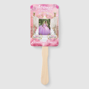 Elegant Pink Heavenly Photo Memorial Funeral Hand Fan