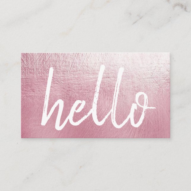 Elegant Pink Hello Event Planner Business Card (Front)