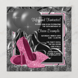 Elegant Pink High Heels Birthday Party Invitation