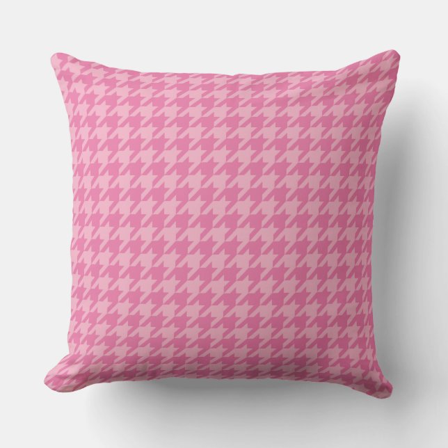 Elegant Pink Houndstooth Pattern Cushion (Front)