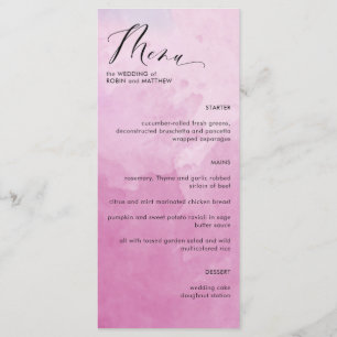 Elegant Pink Hues Watercolor Wedding Menu
