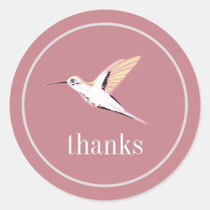 elegant pink hummingbird illustration classic round sticker