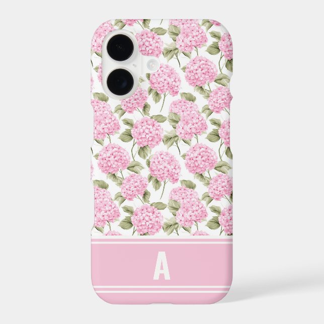 Elegant Pink Hydragea Flowers Pattern Monogram (Back)