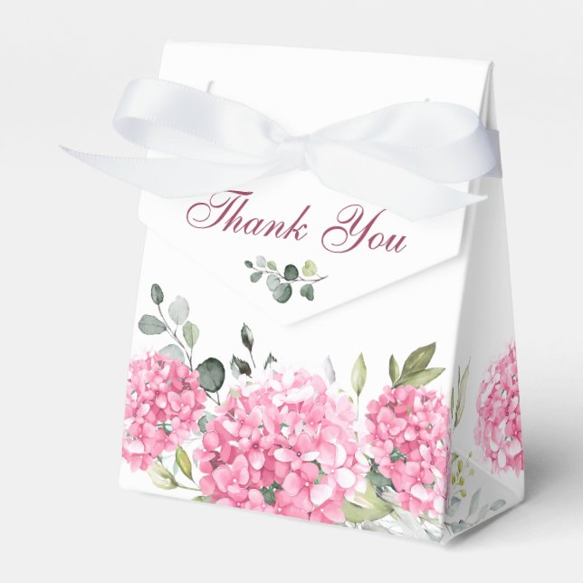 Elegant Pink Hydrangea Eucalyptus Bridal Shower Favour Box (Front Side)
