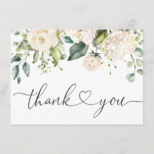 Elegant Pink Hydrangea Eucalyptus Roses Thank You Card