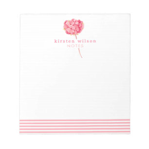 Elegant Pink Hydrangea - Personalised Notepad