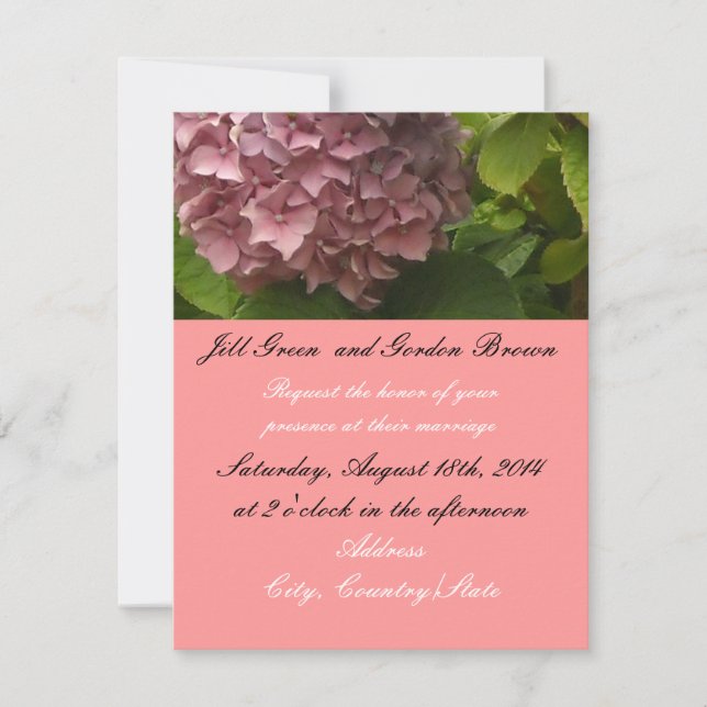 Elegant Pink Hydrangea Wedding Invitation (Front)